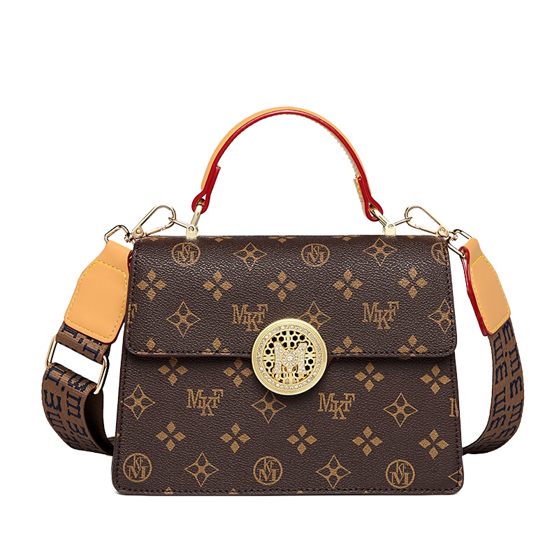 MKJ品牌百搭洋气宽肩带单肩小方包2023新款真皮女包潮高级感斜挎包包小包手提包