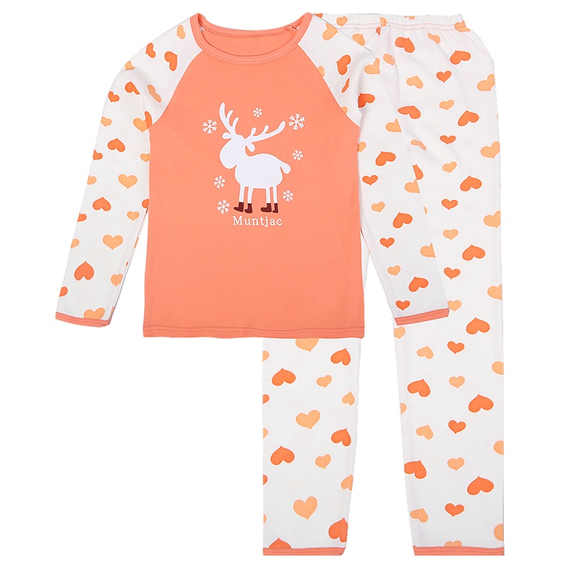 红豆儿童纯棉内衣套装女童圆领套装柔软舒适女童秋衣秋裤套装