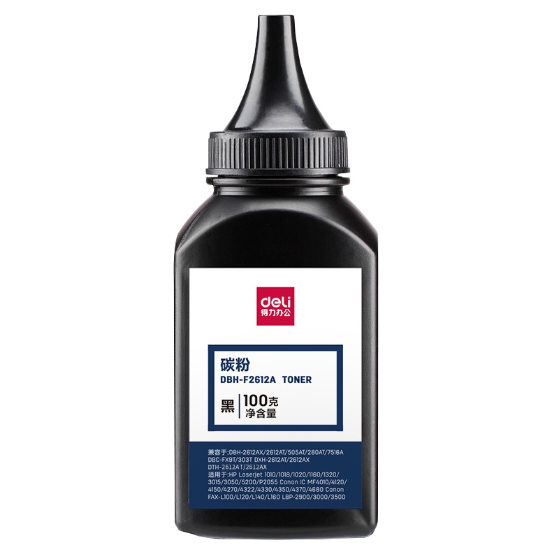 得力(deli)DBH-F2612A 碳粉 墨粉 黑色瓶装1020plus