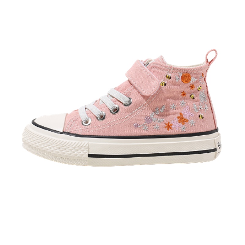 芭芭鸭儿童帆布鞋女童高帮休闲板鞋宝宝新款女孩