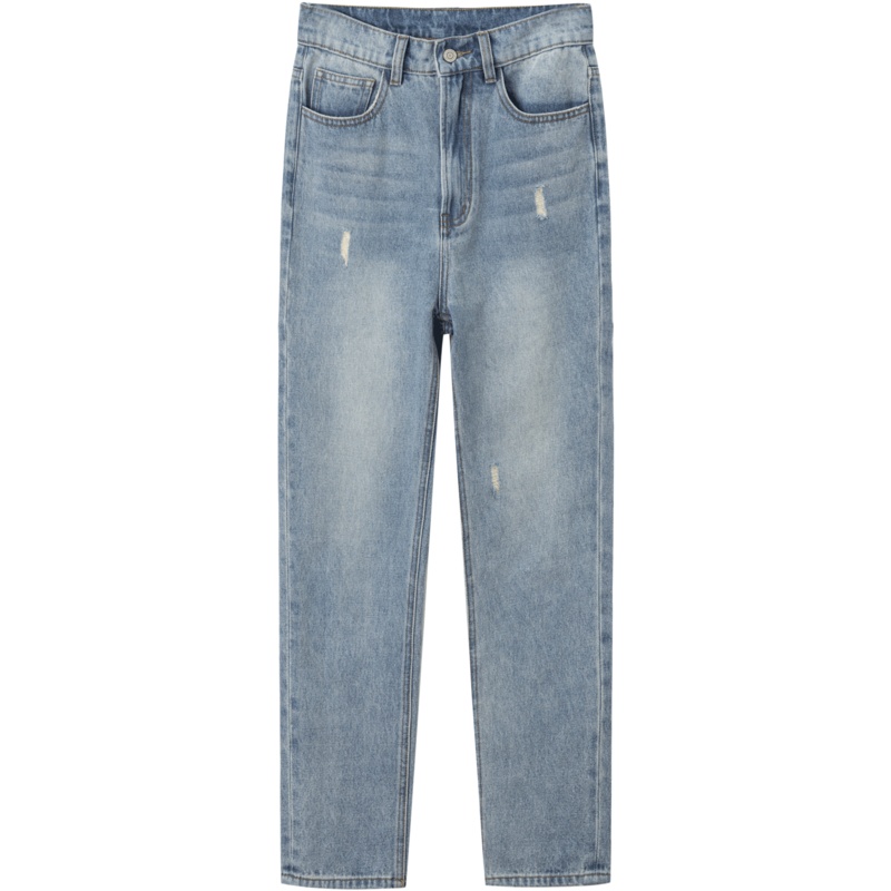 OtherMix橙IP联名牛仔裤女2021年新款初春破洞高腰直筒烟管裤子潮