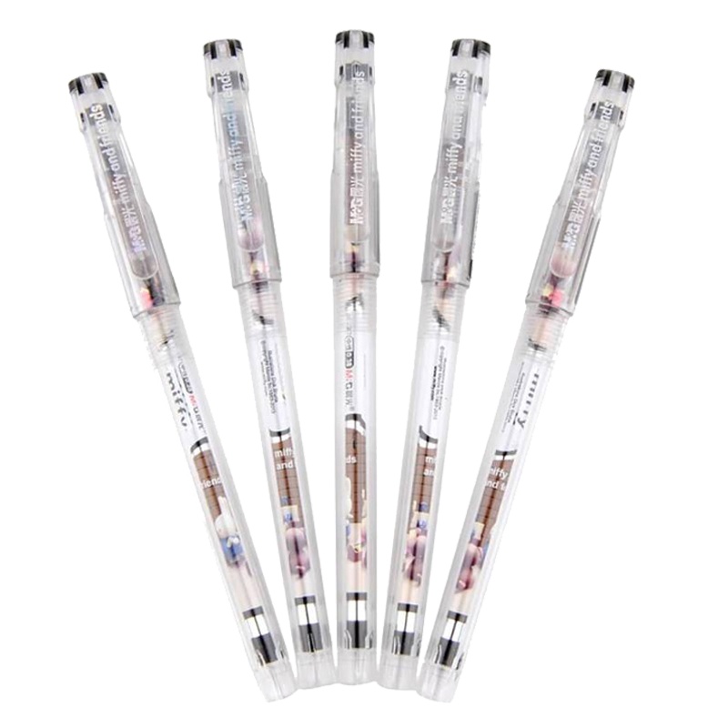 晨光(M&G)MF2018中性笔12支装 中性水笔可爱款米菲兔0.38mm芯全针管学生用小清新透明中小学生签字笔