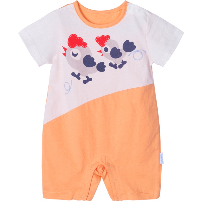 贝贝怡婴儿短袖纯棉连体衣夏装1-3岁肩开透气哈衣192L211