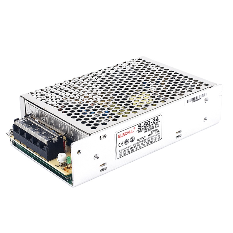 伊莱科 S-50-24 开关电源24V监控摄像头电源适配器LED灯带显示屏变压器直流稳压2.1A 50W