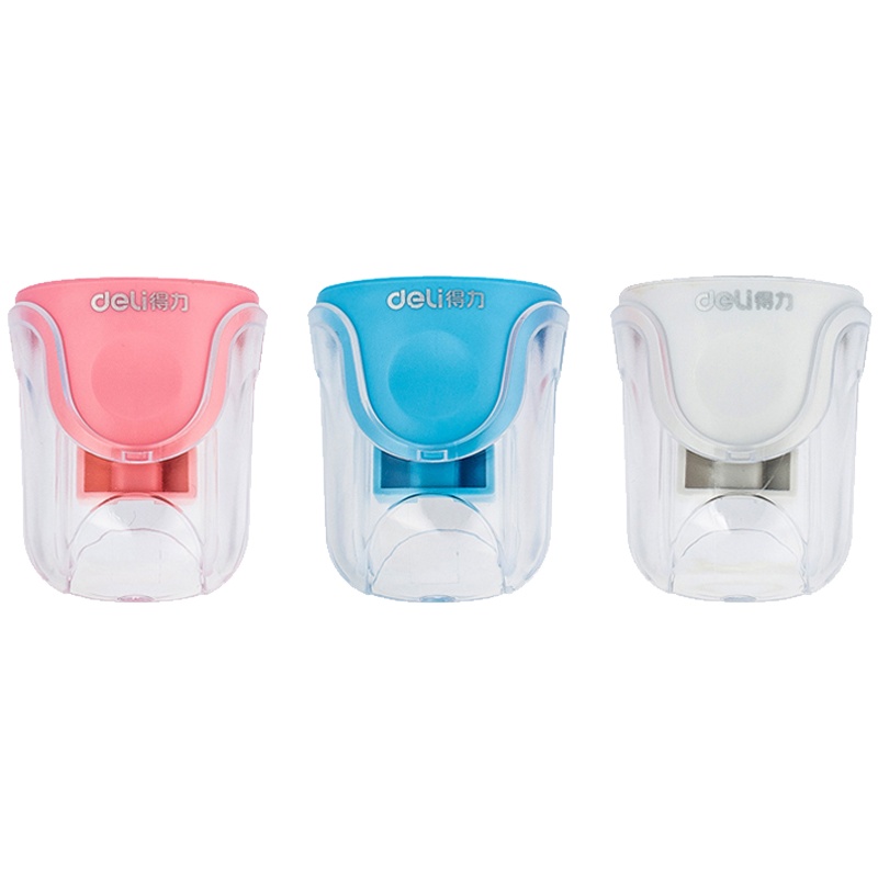 得力迷你卷笔刀防滑12只桶装小学生儿童转笔刀削笔器刨笔刀简约可爱糖果色小铅笔刀文具用品批发美术生专用68653