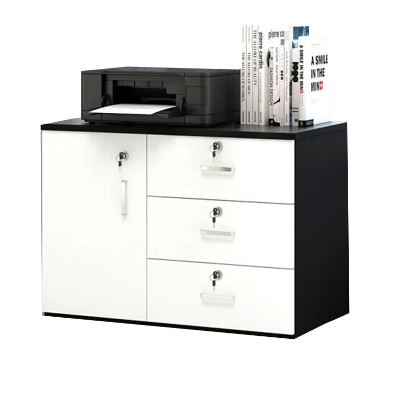 环杰木质活动柜移动柜办公柜文件柜小矮柜HJ329黑+白