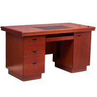 办公家具 1632# 带锁多抽屉电脑桌 1.4米办公桌 红胡桃色
