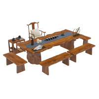 茶台实木大板茶桌椅组合简约现代功夫茶原木新中式1米8泡茶办公桌