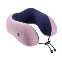 洛邦尚品 智能远红外u型枕 DRM01X 电热按摩便携飞机旅行记忆棉护颈枕 汽车头枕 办公室午睡午休靠枕头 粉色