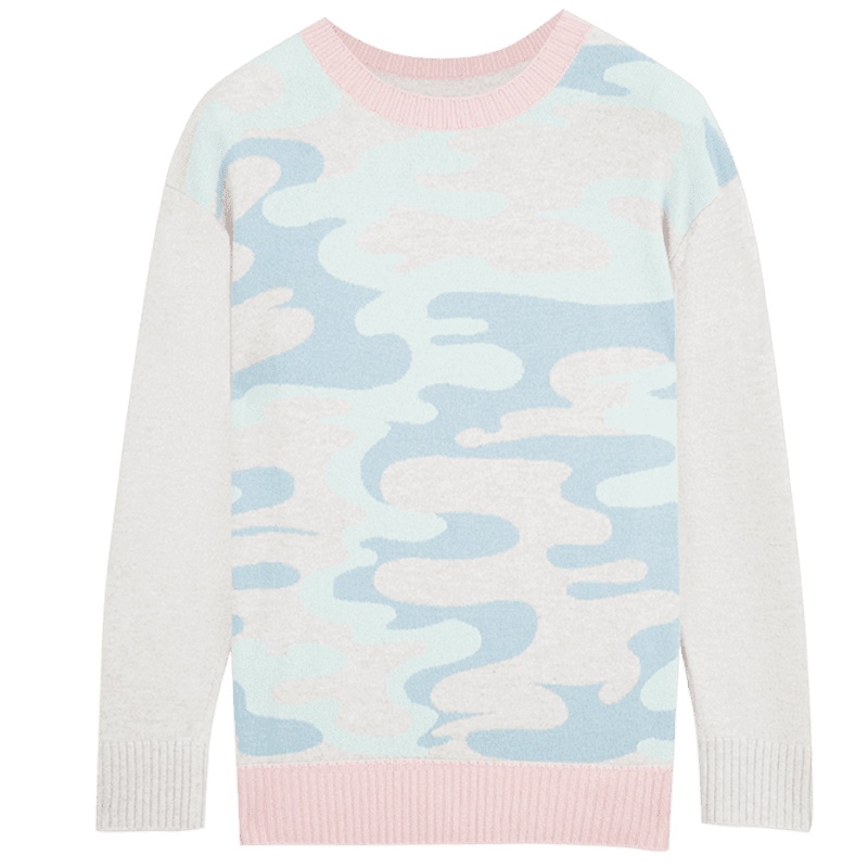 鄂尔多斯1980圆领图案提花女轻薄羊绒针织衫