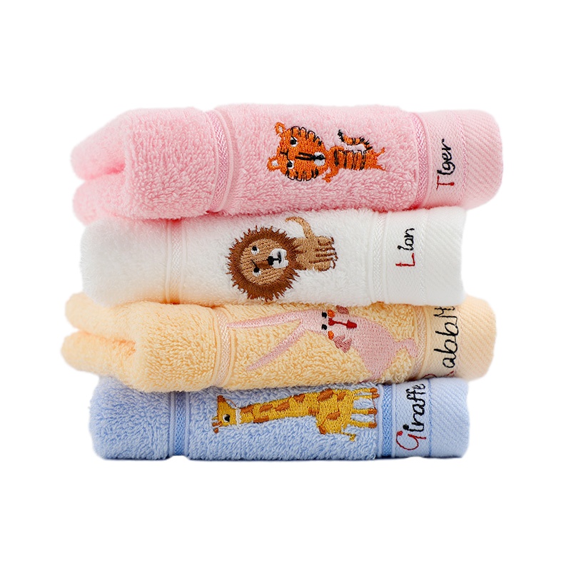 洁丽雅纯棉小毛巾家用卡通儿童宝宝洗脸面巾可爱童巾