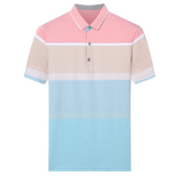 罗曼阿玛尼男士短袖上衣官方旗舰店2021夏季新品纯棉舒适立领字母印花纯色宽松百搭T恤大码男装