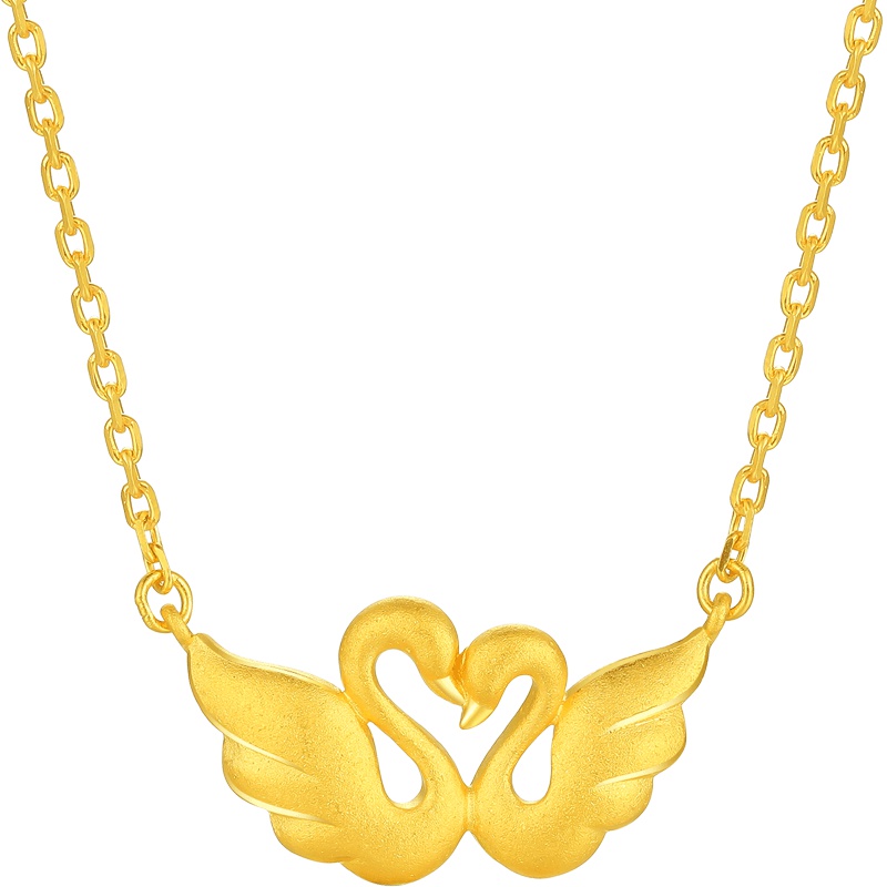 周大生黄金项链正品足金999天鹅吊坠锁骨链套链金项链女6.33g