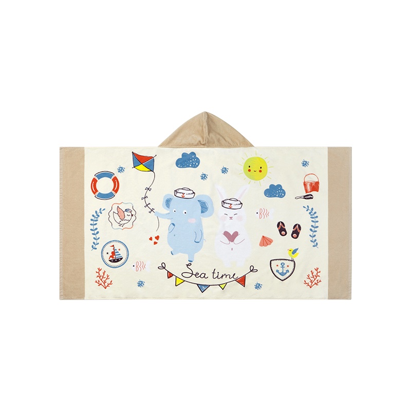 网易严选畅快玩水一擦即干,儿童精梳棉带帽披风浴巾