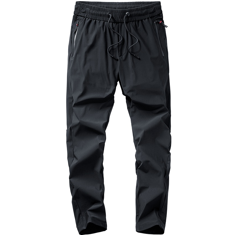 稻草人休闲裤男2019夏季新品简约时尚黑色超薄长裤弹力松紧裤