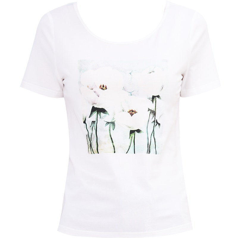 娅丽达女装2019夏季新款白色短袖T恤女宽松女士上衣韩版时尚T恤U6022A