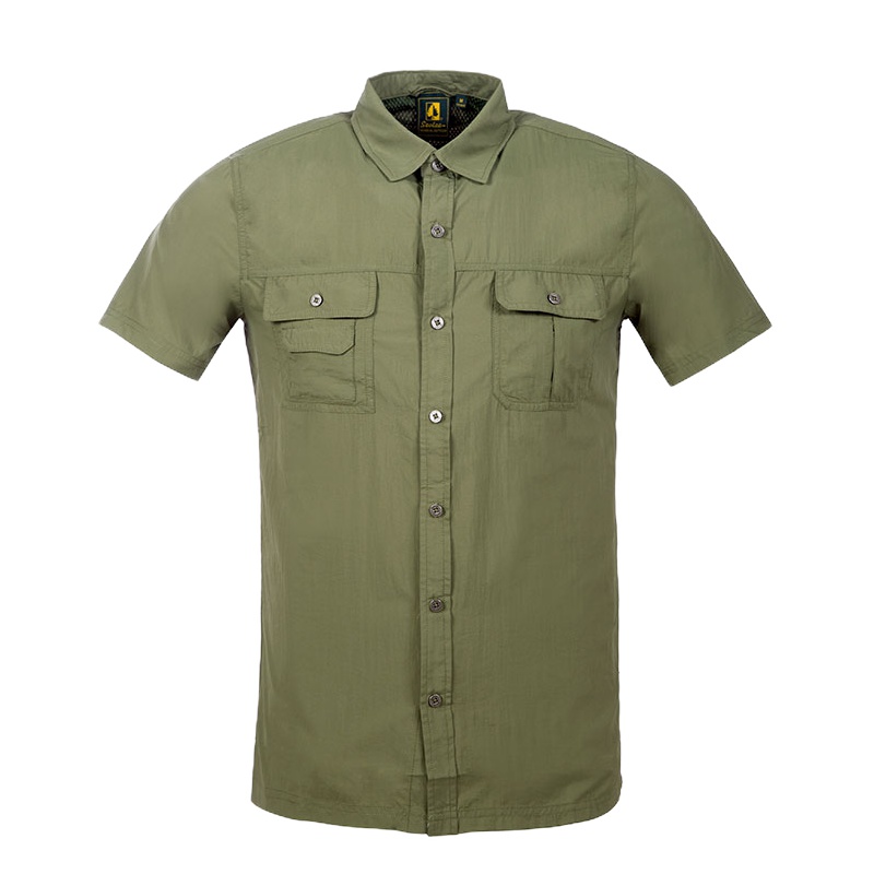 圣弗莱/sevlae夏季男式透气速干衬衫纯色户外运动衬衫短袖上衣9422947638