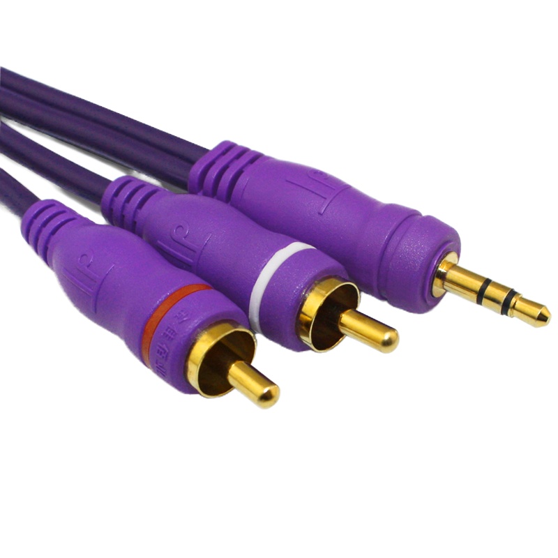 企购优品一分二2RCA音频线 3.5mm转莲花头分线器 电脑电视音响音箱连接线 15米