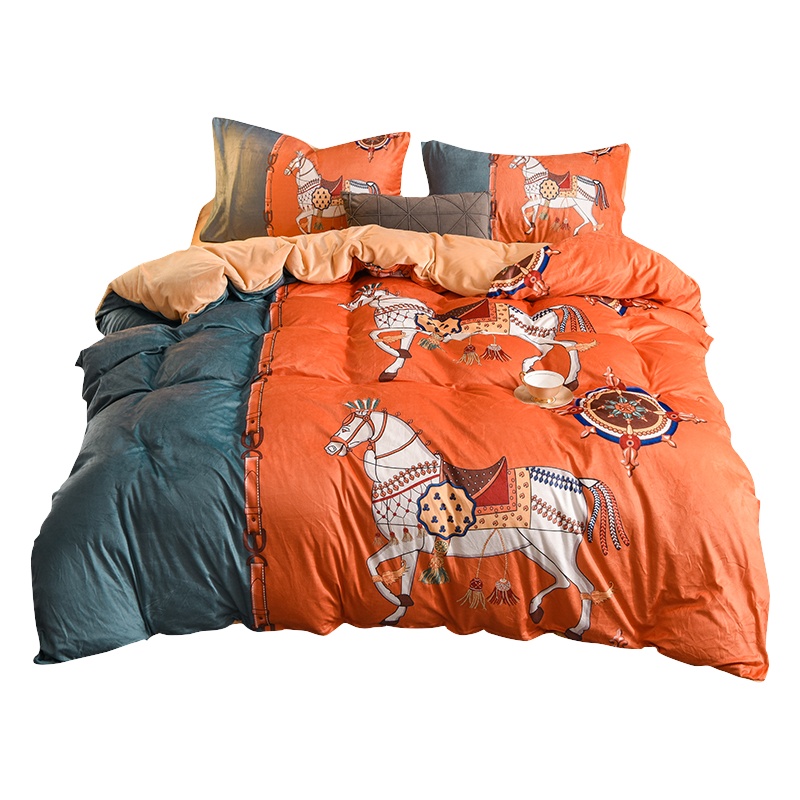 南极人(NanJiren) 冬季加厚水晶绒四件套轻奢风宿舍三件套牛奶绒双面宝宝绒保暖床单款珊瑚绒法兰绒新中式床上用品