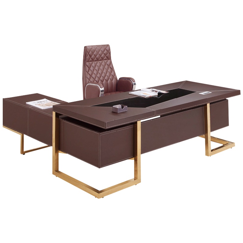 质凡轻奢办公桌老板桌成套家具组合大班台简约现代大气办公室总裁桌子