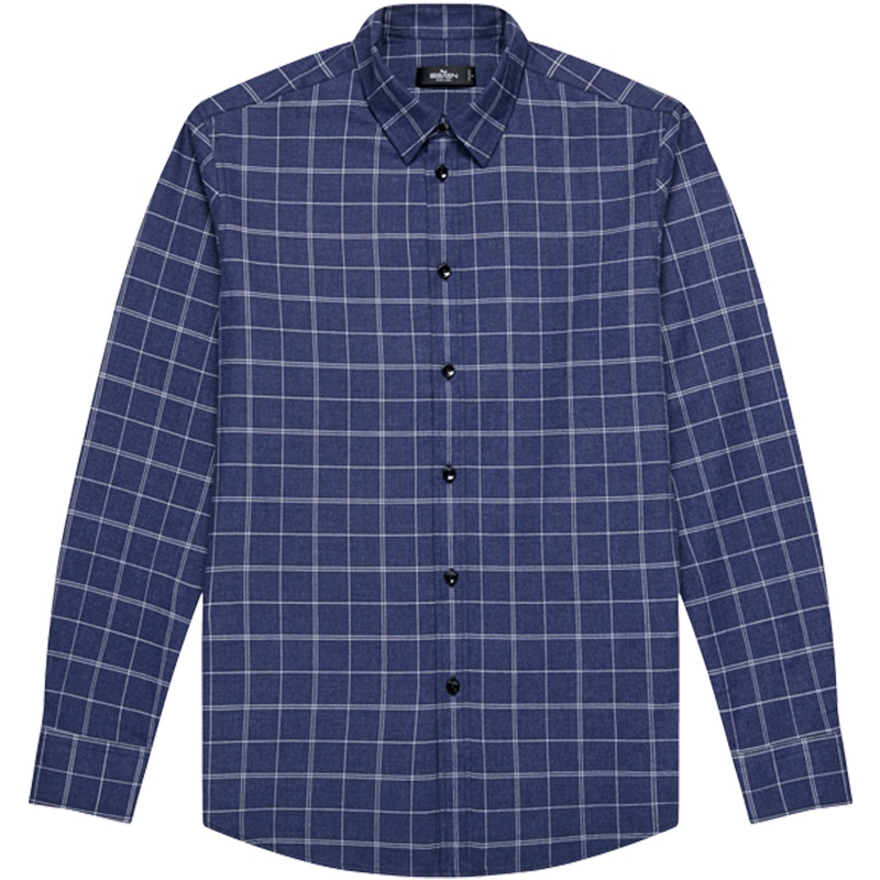 柒牌SEVEN男装加绒纯棉男士衬衫时尚格子衬衣商务休闲长款打底秋冬新款