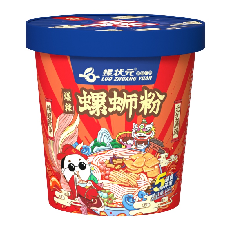 螺状元广西柳州螺蛳粉180g*6方便冲泡桶装爆辣口味方便面速食特产厂家直邮