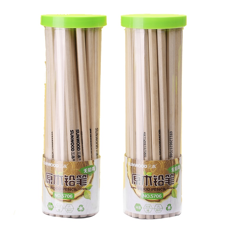三木(SUNWOOD)原木铅笔 小学生练习写字文具用品学习套装 HB三角笔杆 30支