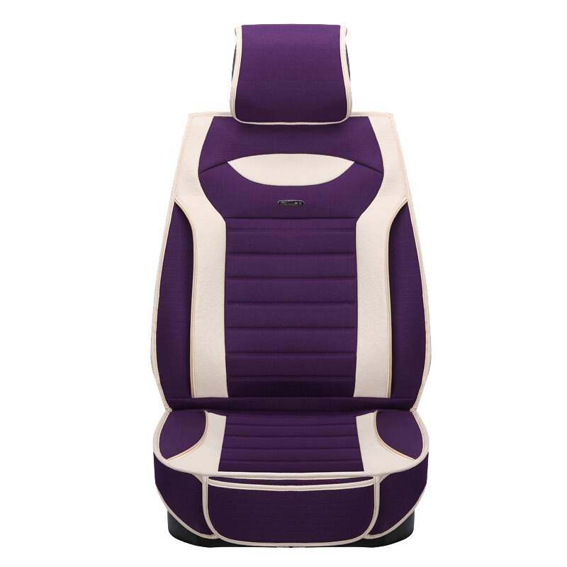 布雷什(BOLISH)五座四季通用汽车坐垫冬季保暖仿亚麻养生全包围汽车座垫座椅垫车内饰品全麻标准款紫色