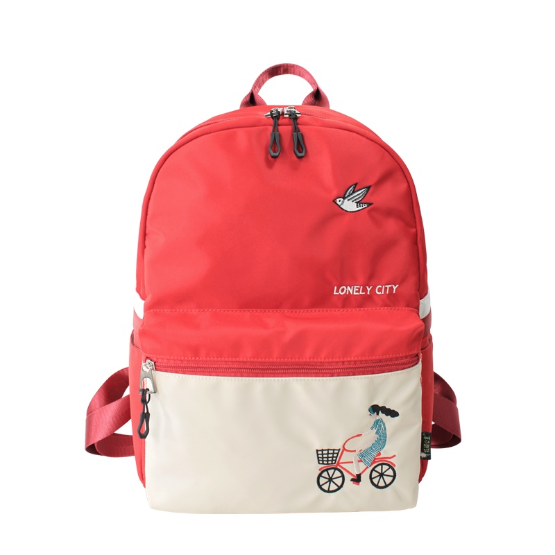 花间公主孤寂之城春季2021新尼龙布休闲轻便撞色女书包电脑包双肩背包