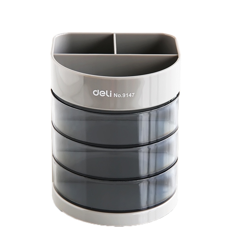 得力(deli) 9147三层多功能笔筒 颜色随机 单只装