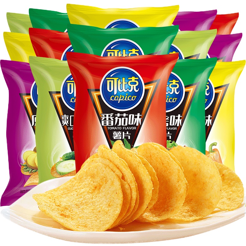 可比克 薯片160g(32gx5袋)随机混合口味装 薯片大礼包膨化小吃组合装休闲办公宿舍小零食品香辣原味番茄烧烤味