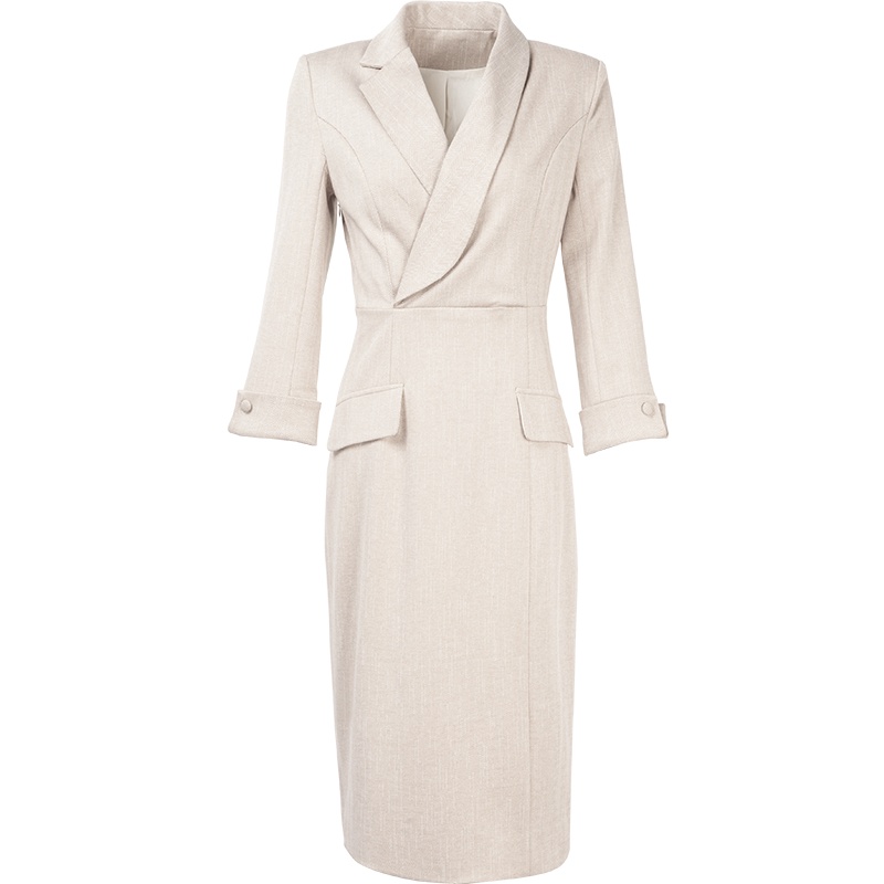 晚白2021春季新品通勤纯色修身显瘦高腰职业西装裙包臀裙连衣裙女