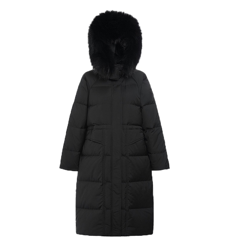 鸭鸭 90鸭绒羽绒服女冬季新款白鸭绒韩版直筒连帽时尚中长款外套