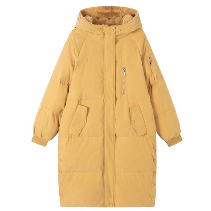 拉夏贝尔羽绒服女士新款白鸭绒中长款大毛领东大过膝派克服流行10018682