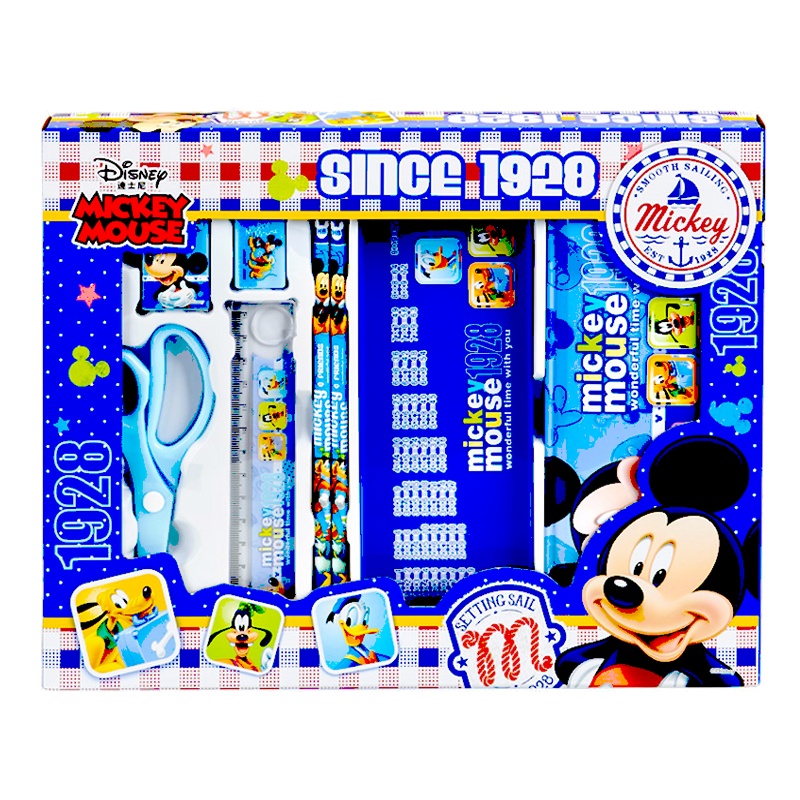 迪士尼(DISNEY)7件套文具礼盒蓝色米奇 圣诞大礼包 圣诞礼盒礼品 学生文具 学习用品套装 学生奖品 小朋友礼盒套装