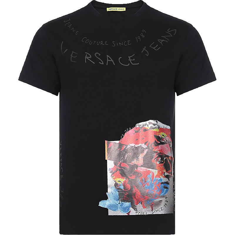 Versace JEANS 范思哲 男士印花图案棉质圆领短袖T恤 B3GTA72C 36609