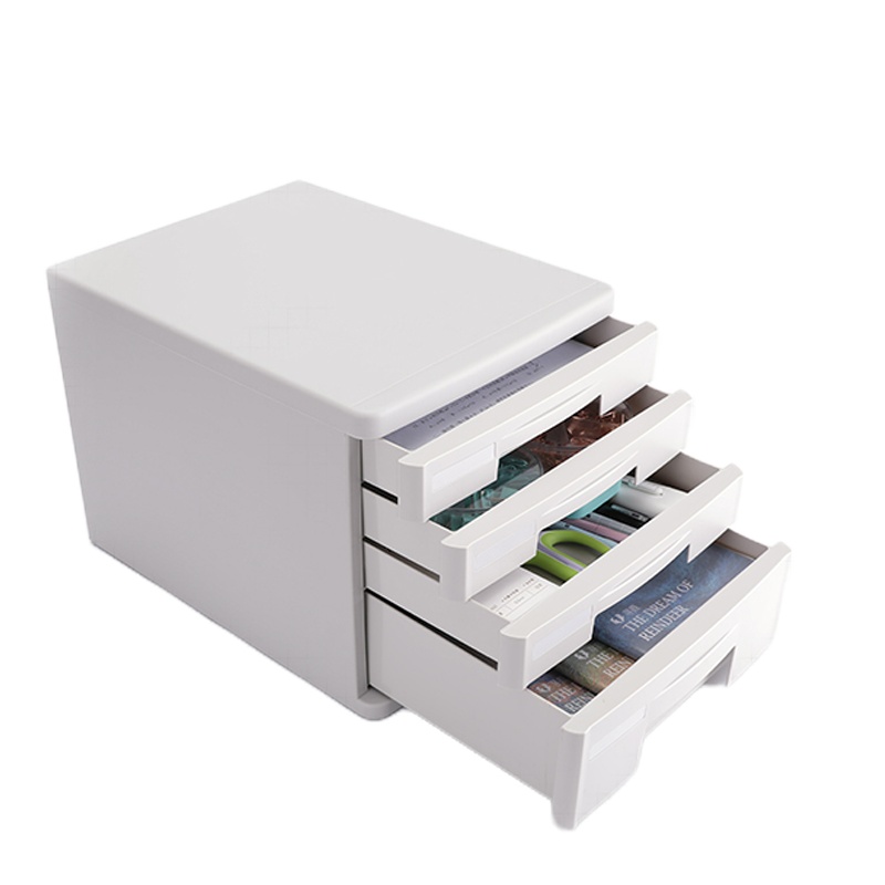 得力9762文件柜五层硬塑料A4文件收纳柜(抽屉) 米色