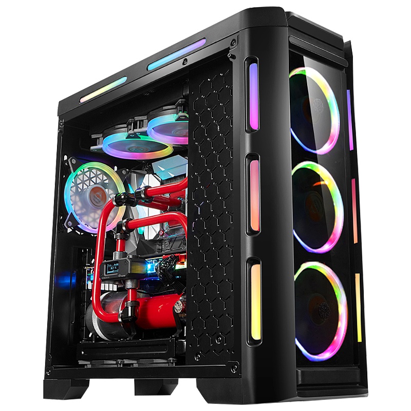金河田峥嵘Z30幻彩版台式机电脑水冷机箱钢化玻璃大侧透atx游戏黑色组装机电脑机箱