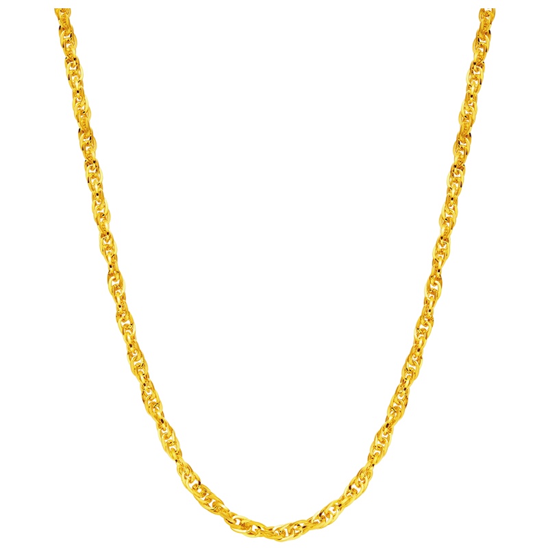 周大福金项链珠宝水波纹足金金项链素链计价（工费：148）F177100