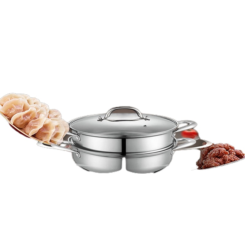 Debo 德铂不锈钢蒸锅双层汤锅蒸汤锅汤蒸锅帕拉多28cm DEP-609 单个装