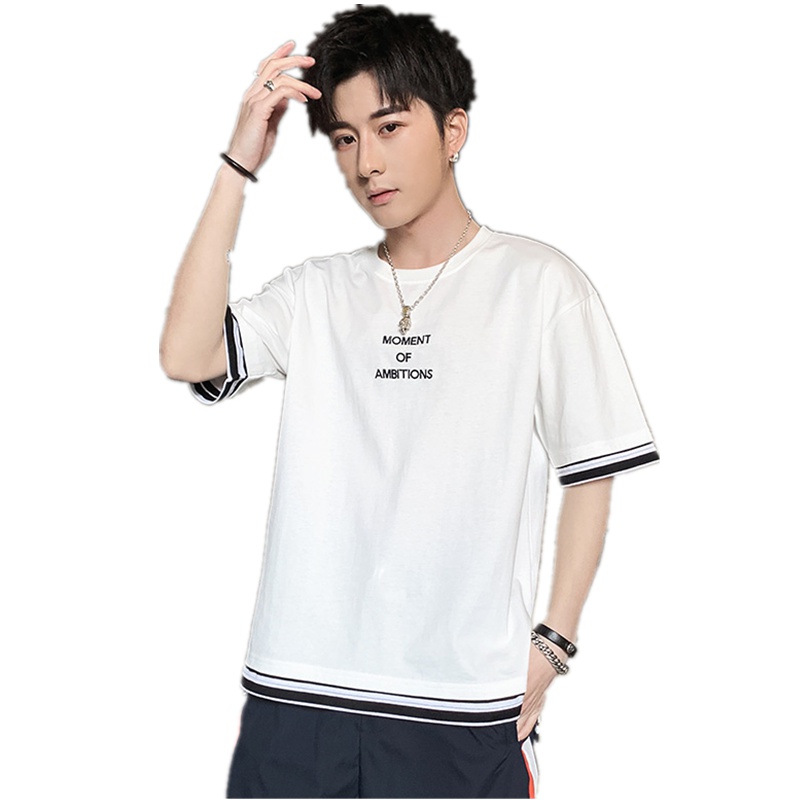 三弦(LA CORDE)短袖男t恤潮牌上衣服装半袖夏季潮流宽松港风打底衫LA-MD-9154