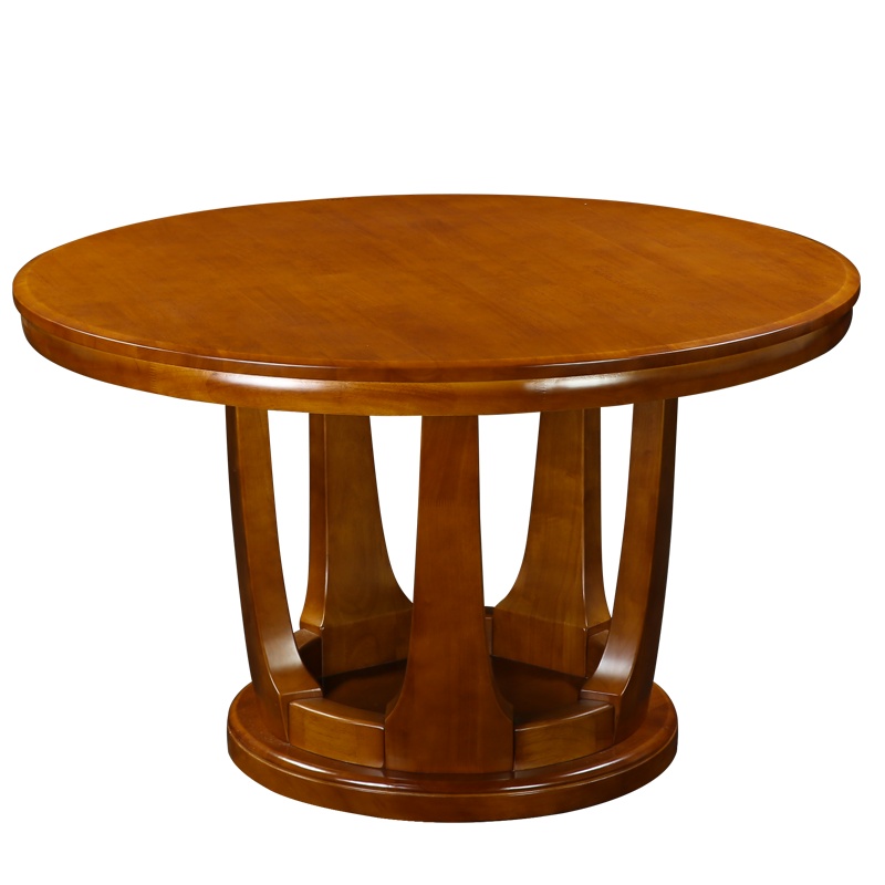 HiBoss实木圆桌餐桌简约现代新中式圆台饭桌餐厅家具