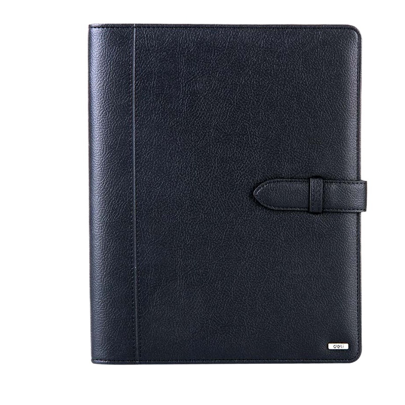 得力(deli)3196笔记本子16K 活页本商务办公皮面本大记事本 120页 精致礼盒装 黑色