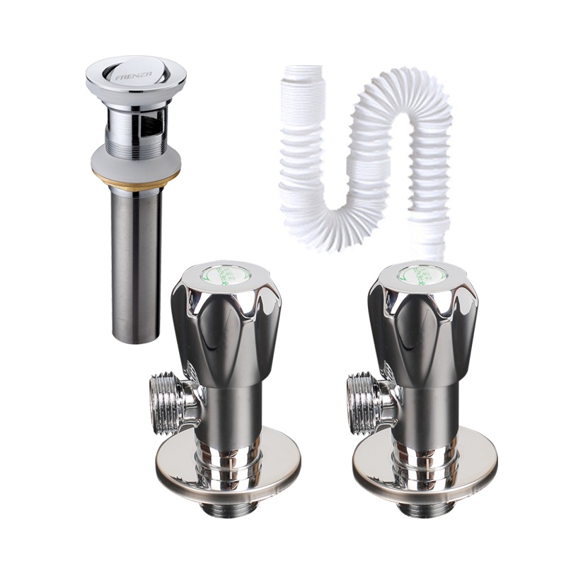 法恩莎卫浴浴室柜马桶配件三角阀不锈钢编制软管防臭翻板弹跳去水器