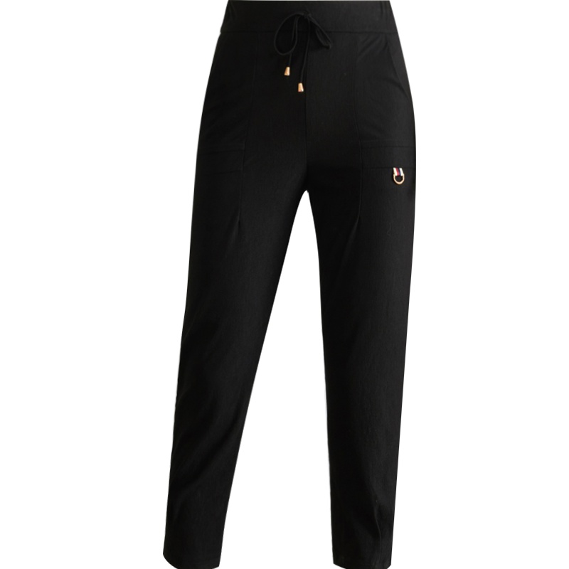 娅丽达女裤2019夏季新款七分哈伦裤女高腰薄款职业大码休闲裤子U2002A0