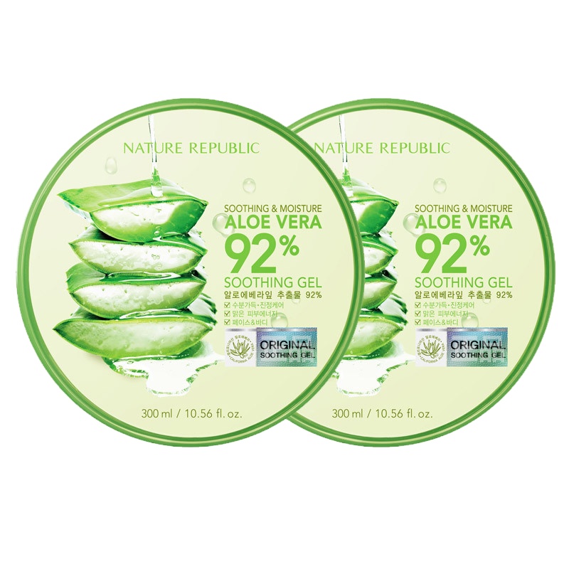韩国Nature Republic自然乐园修护补水芦荟胶清爽修护 保湿补水 凝露嗜300ml面霜面膜[两盒装]