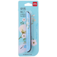 得力（deli）剪刀便携式迷你小剪刀手工创意小号折叠伸缩安全随身学生儿童剪刀文具 印花随机色 2把 6000-2