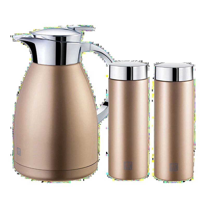 双立人保温杯保温壶3件套装不锈钢土豪香槟金色杯