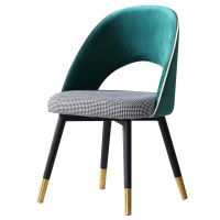 意梵 北欧餐椅绒布餐椅白蜡木软包椅子 后现代轻奢样板房网红椅 CYM1818