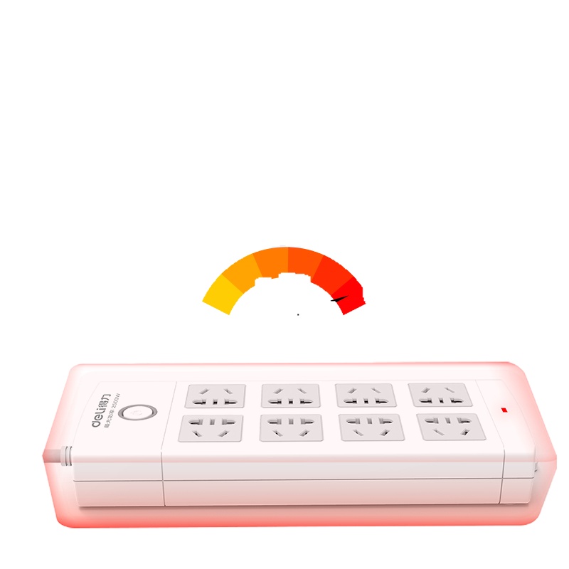 得力（deli）新国标安全插座 插排/插线板/接线板/排插/拖线板 总控开关 儿童保护门 8组合孔3米 18211